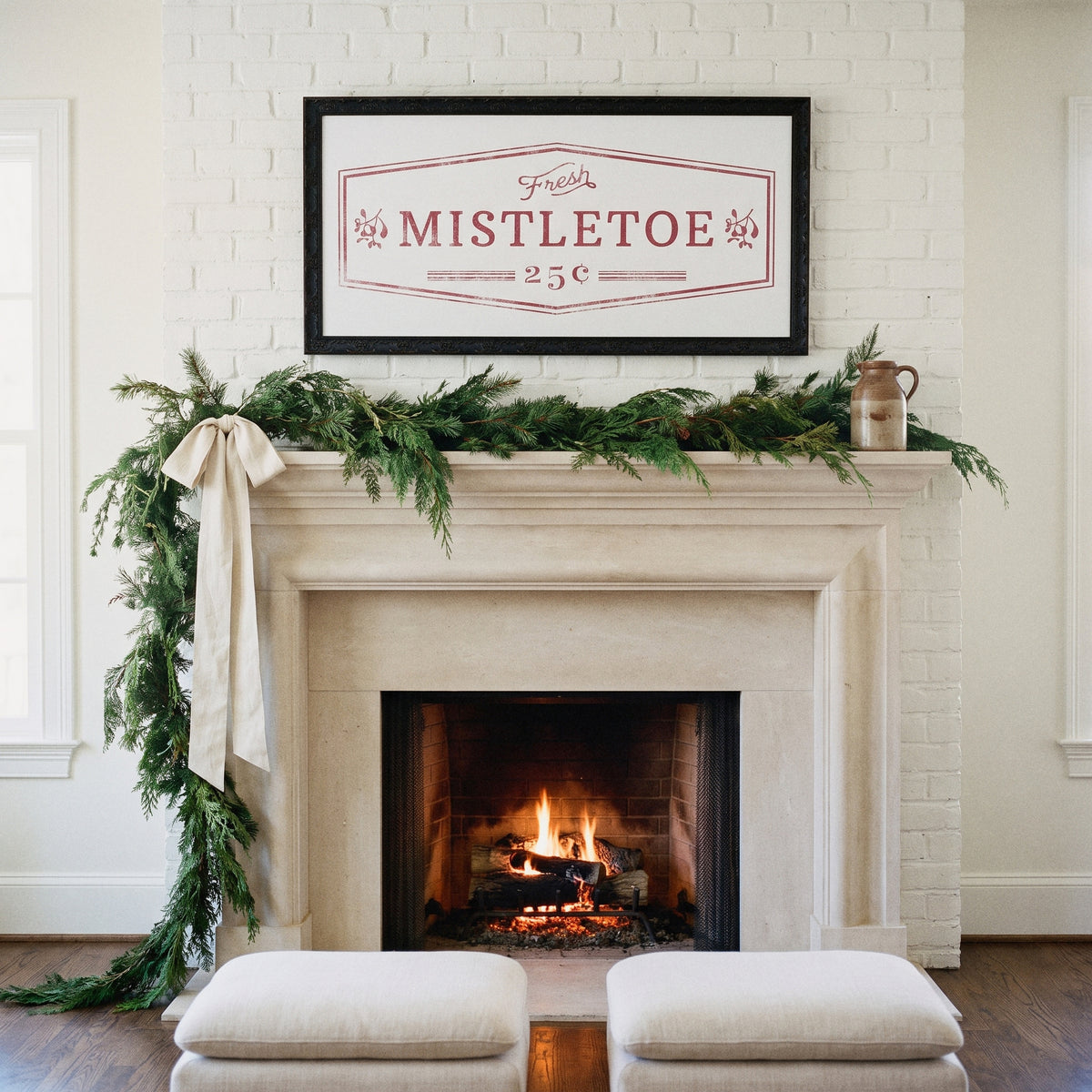 Fresh Mistletoe framed art, Country Rustic Black frame, XL, lifestyle photo