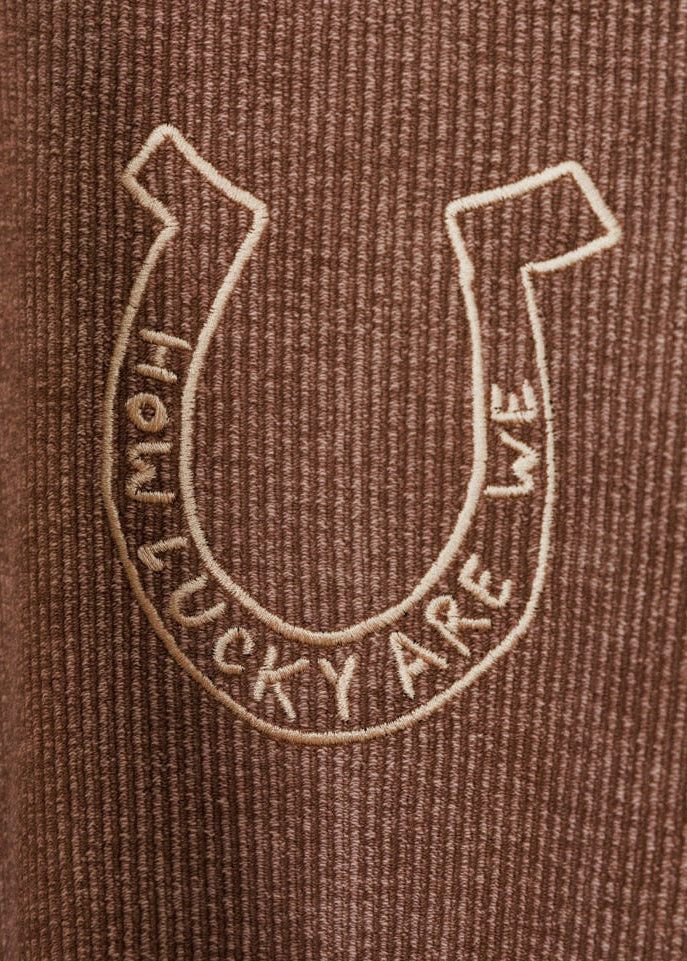 How Lucky Are We Corded Crewneck - Embroidered