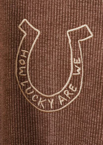 How Lucky Are We Corded Crewneck - Embroidered
