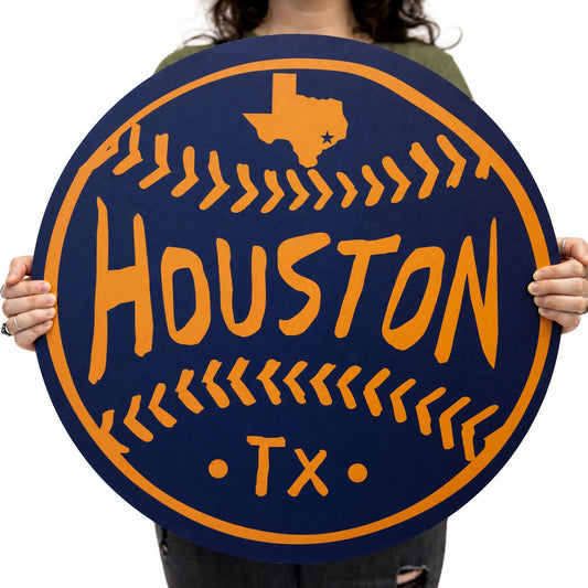 Houston Navy Baseball Wood Wall Art