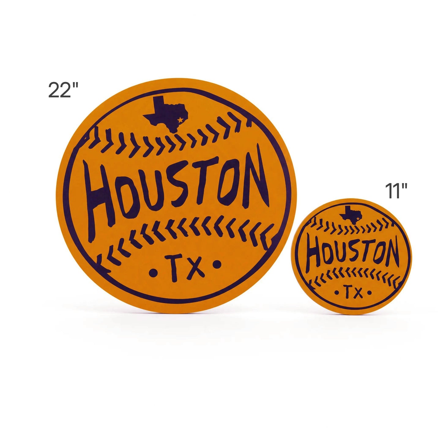 Houston Orange Baseball Wood Wall Art