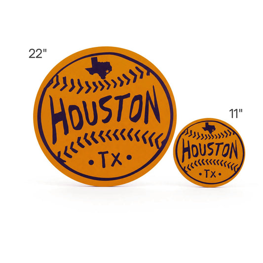 Houston Orange Baseball Wood Wall Art