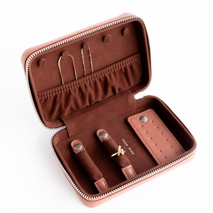 Two-Tone Vegan Leather Travel Jewelry Case