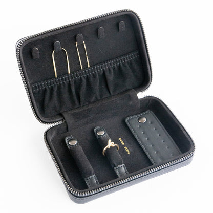 Two-Tone Vegan Leather Travel Jewelry Case