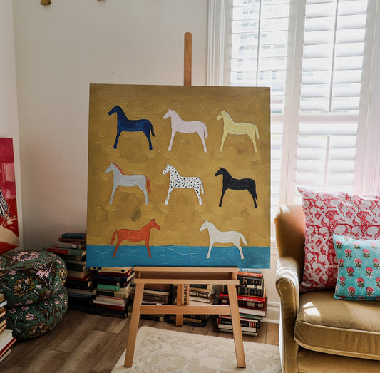Horses – 38x38 Original Wrapped Canvas