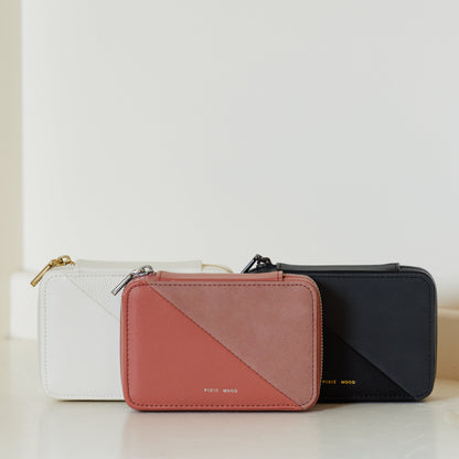 Two-Tone Vegan Leather Travel Jewelry Case