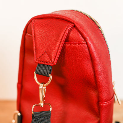 Red Vegan Leather Sling Bag