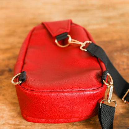 Red Vegan Leather Sling Bag