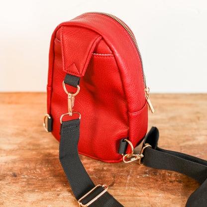 Red Vegan Leather Sling Bag
