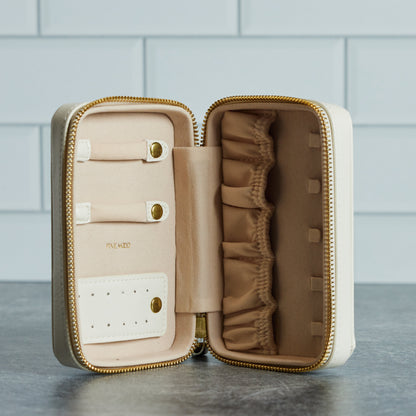 Two-Tone Vegan Leather Travel Jewelry Case