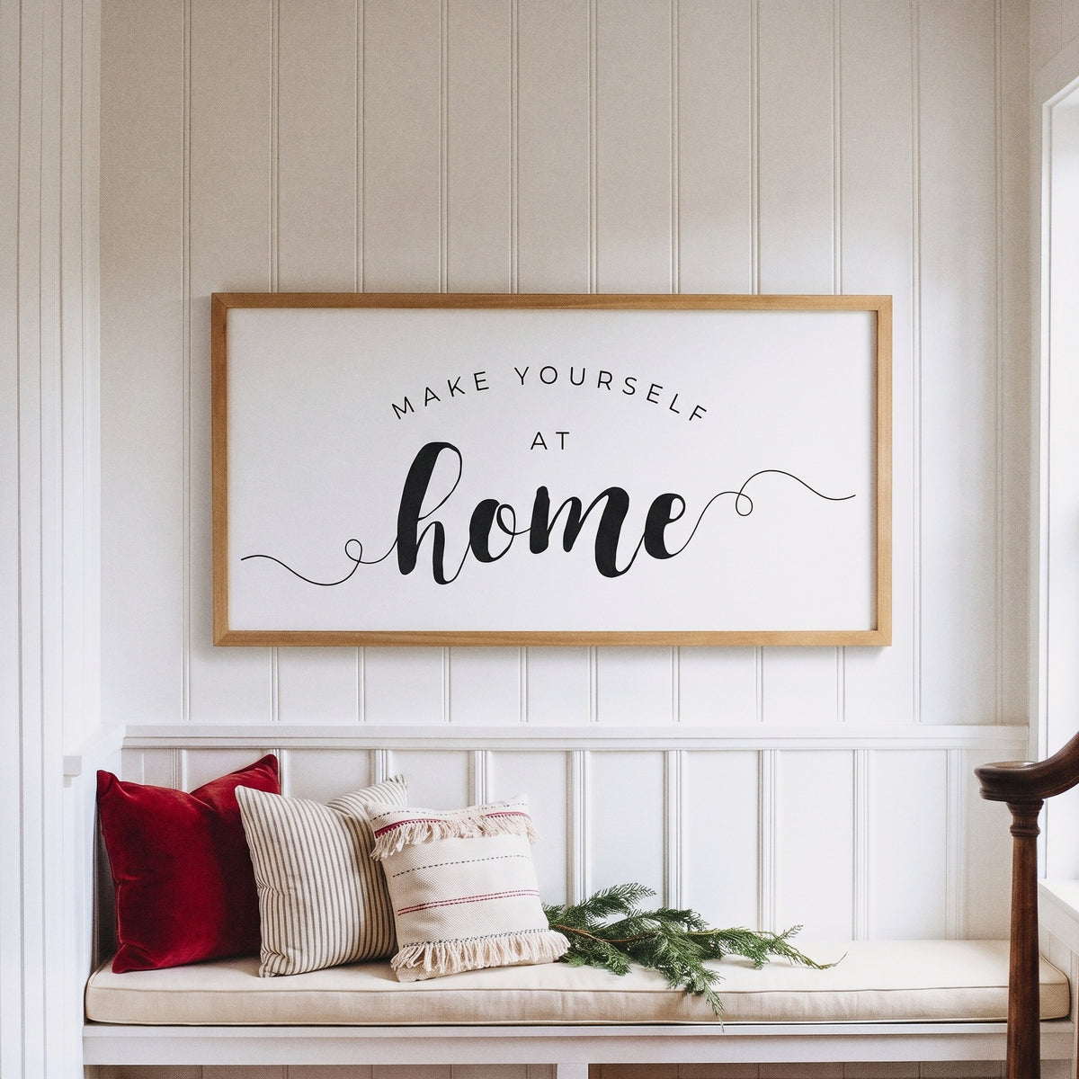 Make Yourself at Home framed art, Almond frame, XL, styled room photo