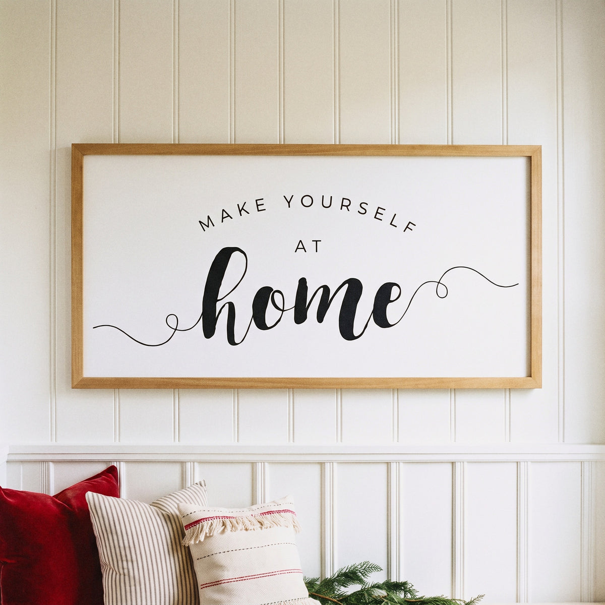 Make Yourself at Home framed art, Almond frame, XL, detail photo