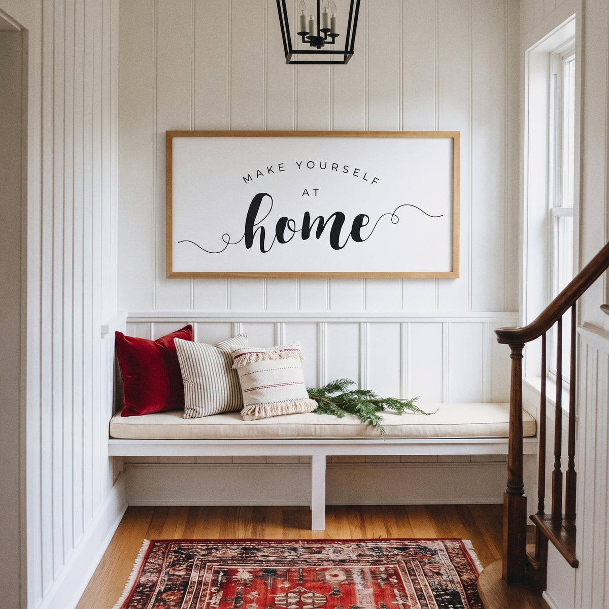 Make Yourself at Home framed art, Almond frame, XL, lifestyle photo