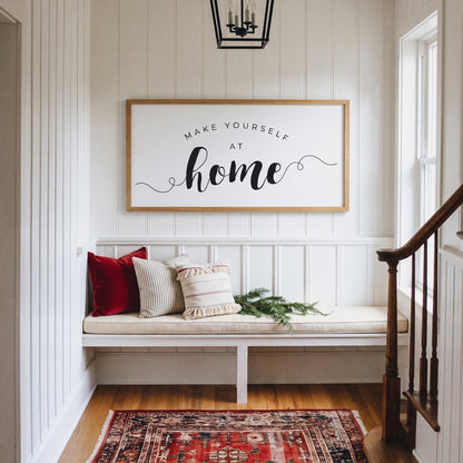 Make Yourself at Home framed art, Almond frame, XL, lifestyle photo