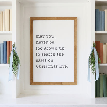 Christmas Eve Skies framed art, Almond frame, M, styled room photo