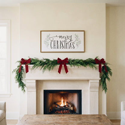 Merry Christmas Holly framed art, Frosted Gold frame, XL, lifestyle photo