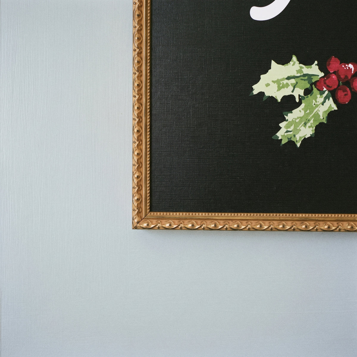 Merry & Bright framed art, Frosted Gold frame, XL, frame close-up