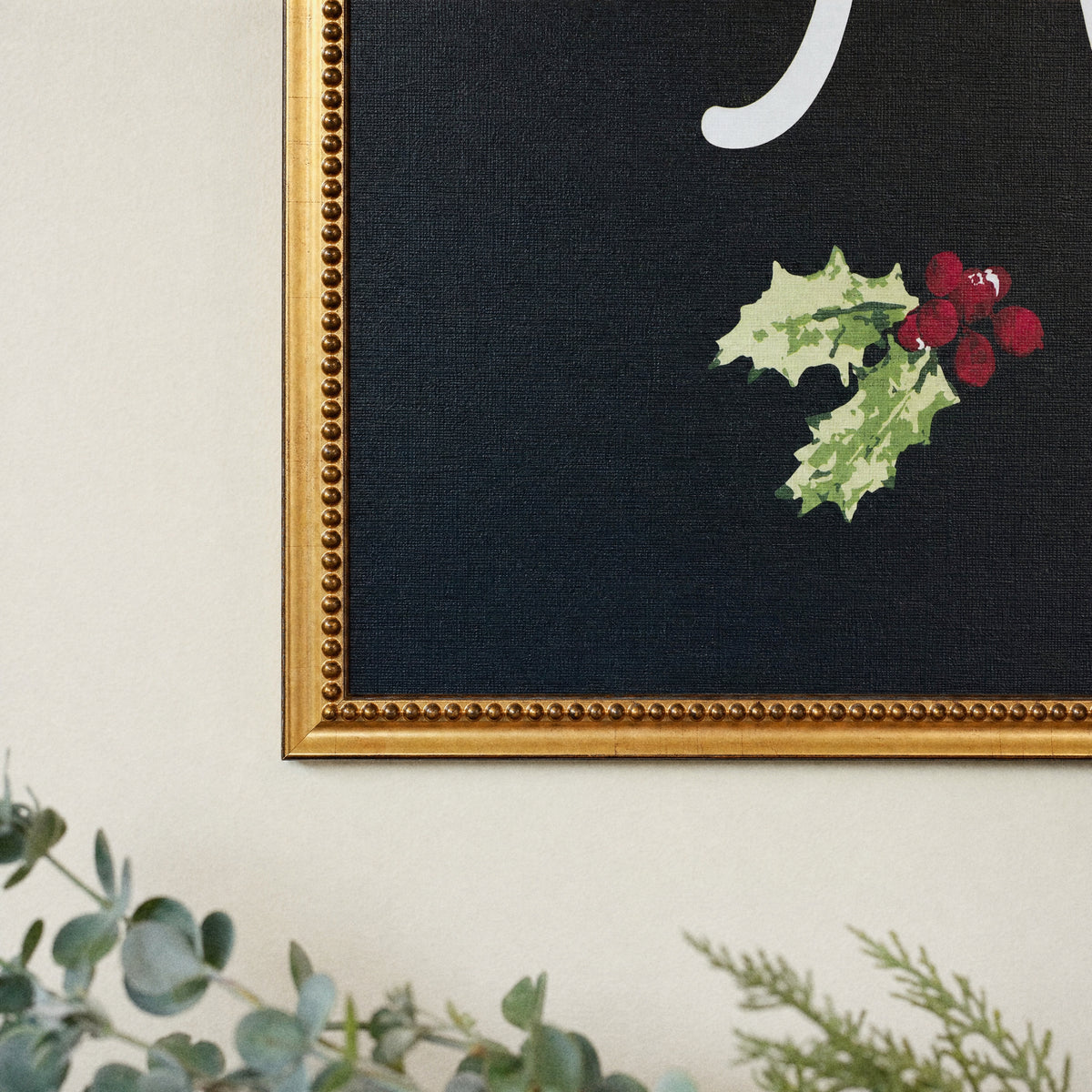 Merry & Bright framed art, Urban Gold Leaf frame, XL, frame close-up