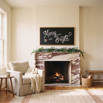 Merry & Bright framed art, Urban Gold Leaf frame, XL, lifestyle photo
