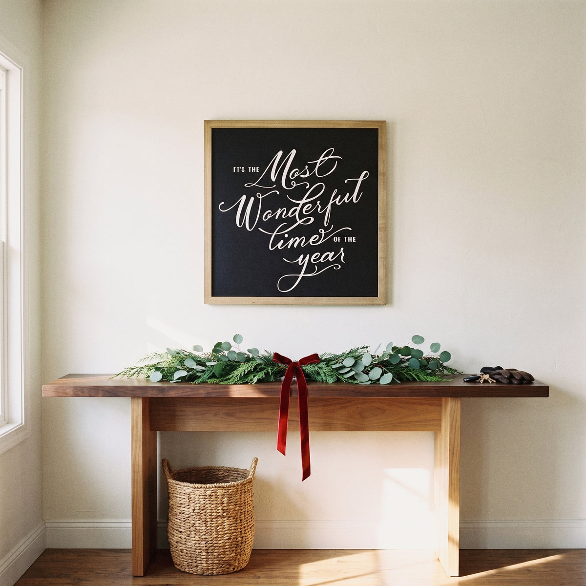 Most Wonderful Time framed art, Almond frame, SQ, lifestyle photo