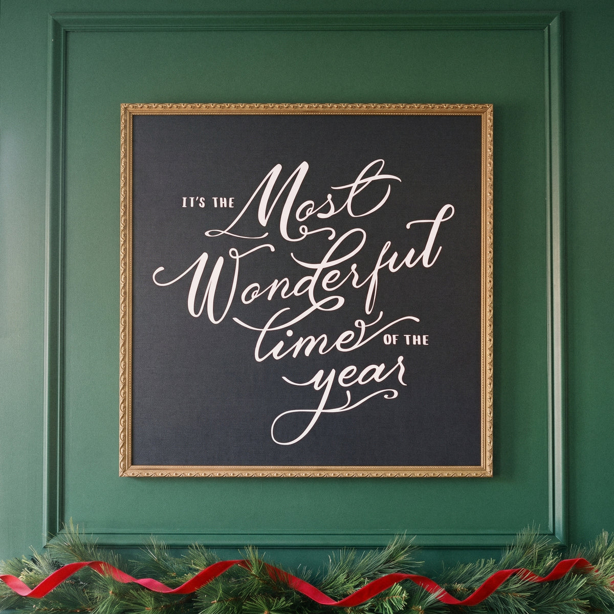 Most Wonderful Time framed art, Frosted Gold frame, SQ, detail photo