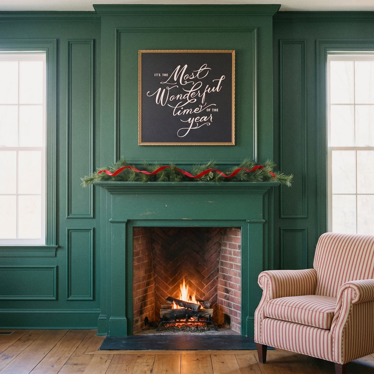 Most Wonderful Time framed art, Frosted Gold frame, SQ, lifestyle photo