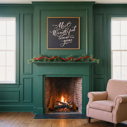 Most Wonderful Time framed art, Frosted Gold frame, SQ, lifestyle photo