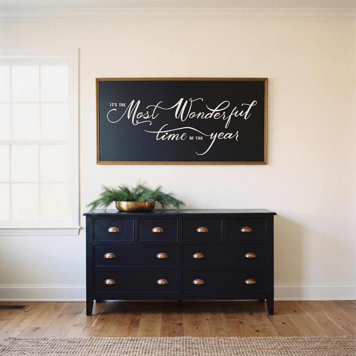 Most Wonderful Time framed art, Frosted Gold frame, XL, lifestyle photo