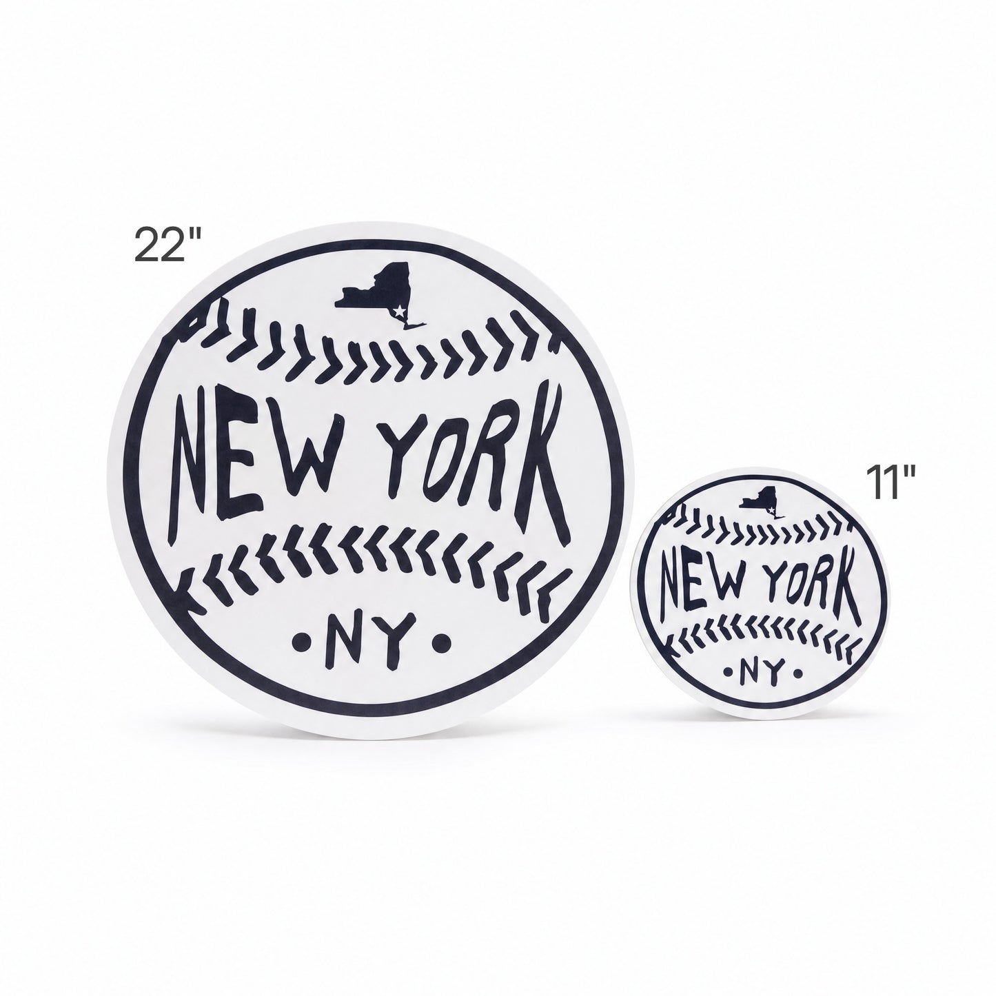 New York White Baseball Wood Wall Art