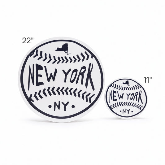 New York White Baseball Wood Wall Art