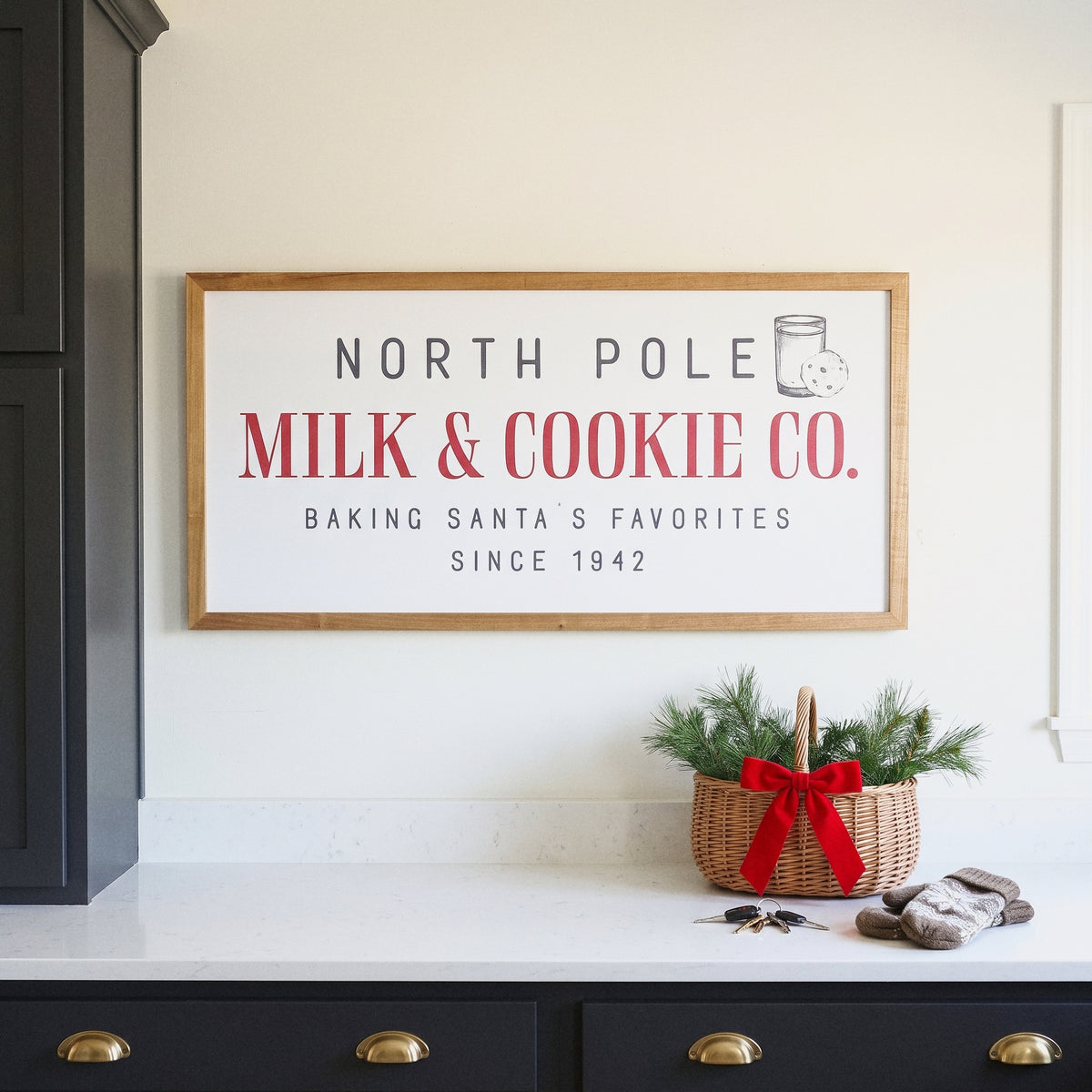 Christmas Cookies framed art, Almond frame, XL, styled room photo
