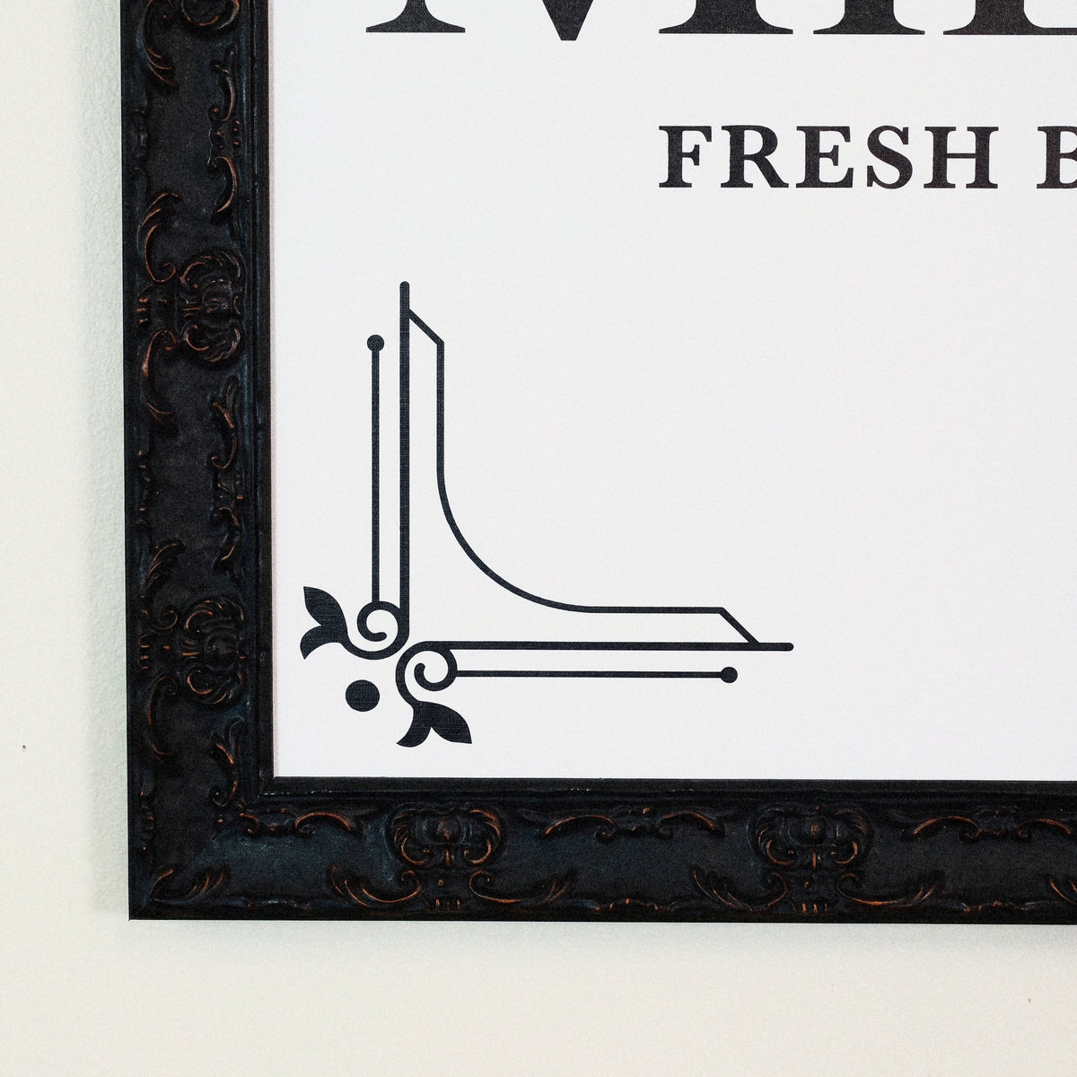 Milk and Cookie Co framed art, Country Rustic Black frame, XL, frame close-up