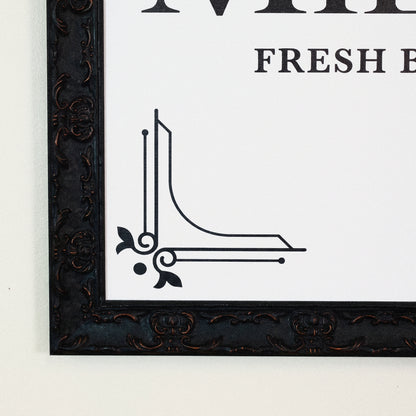 Milk and Cookie Co framed art, Country Rustic Black frame, XL, frame close-up