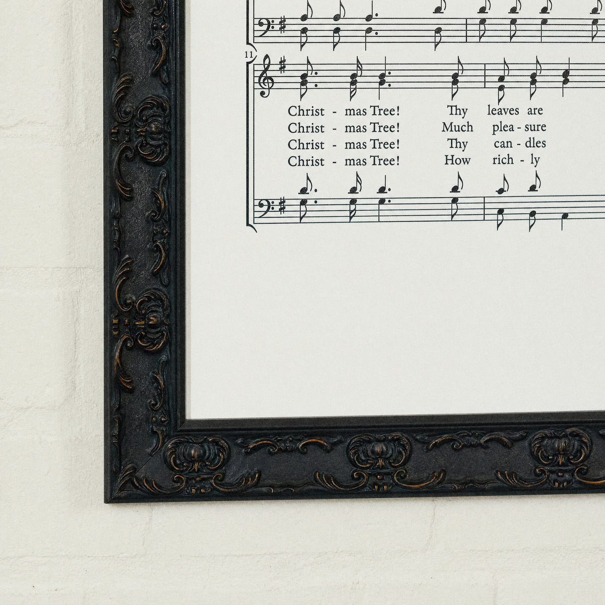 O Christmas Tree framed art, Country Rustic Black frame, M, frame close-up