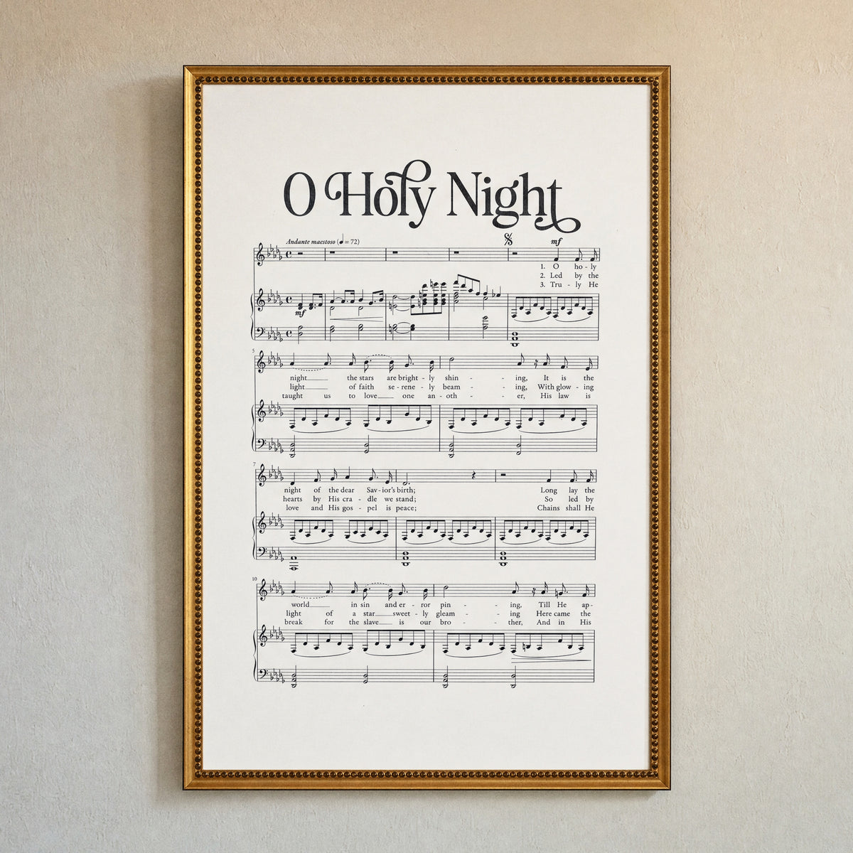 O Holy Night framed art, Urban Gold Leaf frame, 20 x 30, detail photo