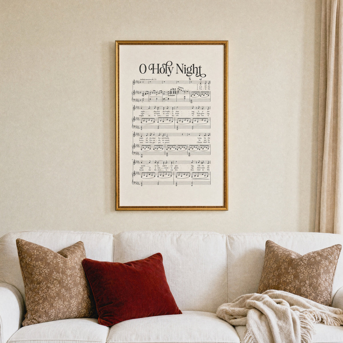 O Holy Night framed art, Urban Gold Leaf frame, 20 x 30, lifestyle photo