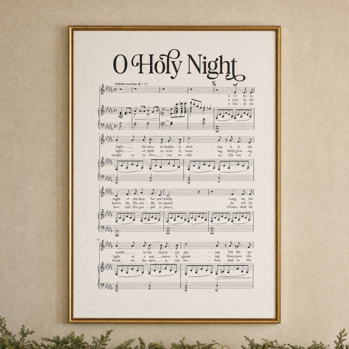 O Holy Night framed art, Urban Gold Leaf frame, 34 x 46, detail photo
