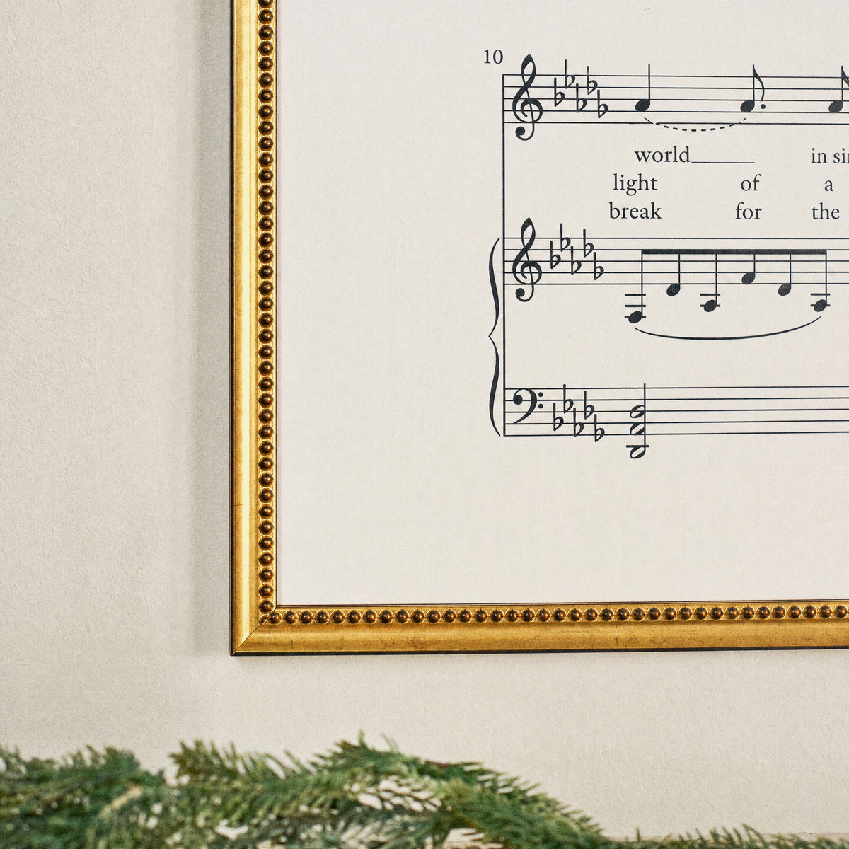 O Holy Night framed art, Urban Gold Leaf frame, 34 x 46, frame close-up