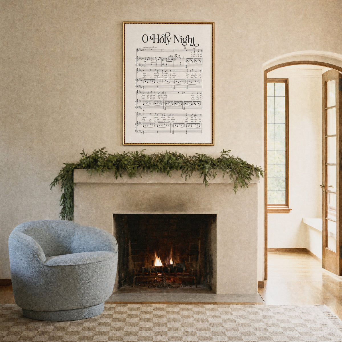O Holy Night framed art, Urban Gold Leaf frame, 34 x 46, lifestyle photo
