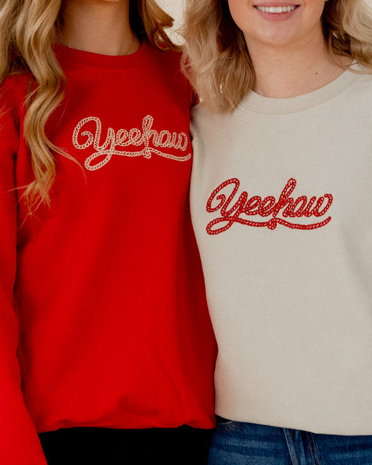 Yeehaw Sweatshirt - Sand - Embroidered