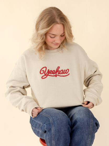 Yeehaw Sweatshirt - Sand - Embroidered