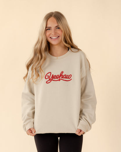 Yeehaw Sweatshirt - Sand - Embroidered