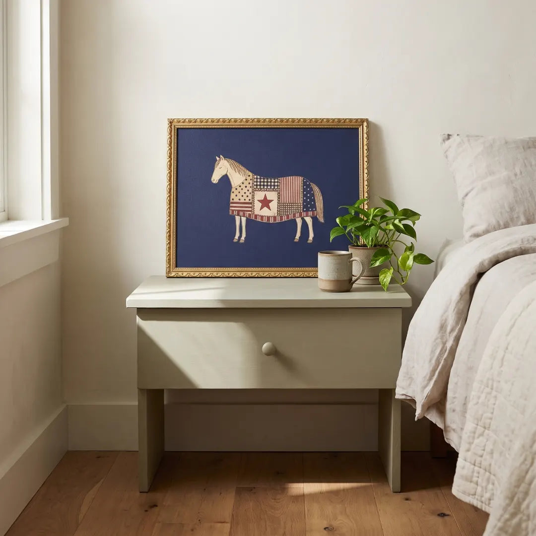 Quilted Horse framed print in a Frosted Gold frame