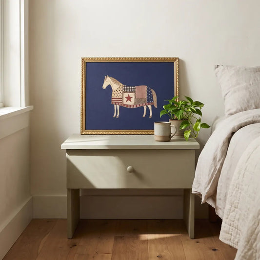 Quilted Horse framed print in a Frosted Gold frame