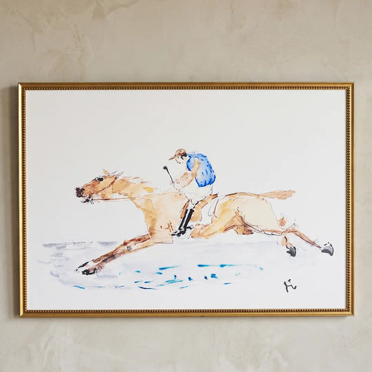 Jockey framed print, 20 by 30, in an Urban Gold Leaf frame