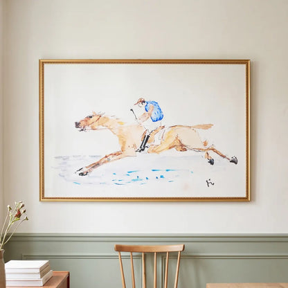 Jockey framed print, 24 by 36, in an Urban Gold Leaf frame
