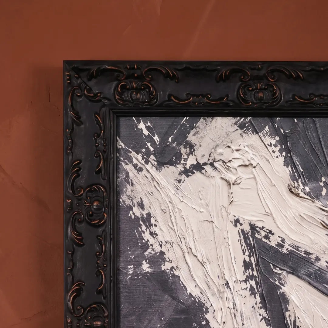 Faded Glory in a Country Rustic Black frame, styled in a room