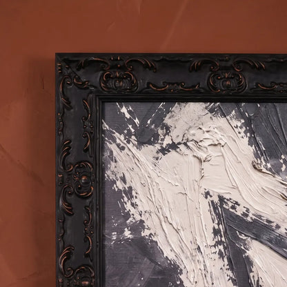 Faded Glory in a Country Rustic Black frame, styled in a room