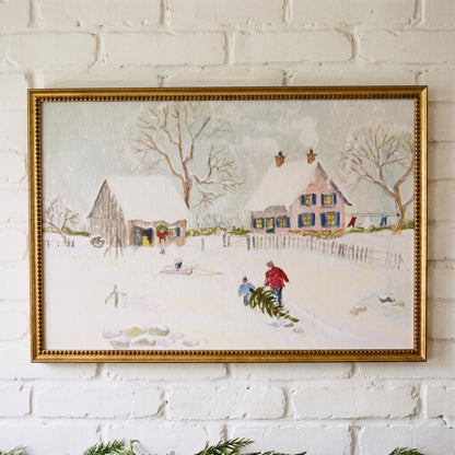 Carrying Christmas Home framed art, Urban Gold Leaf frame, M, detail photo