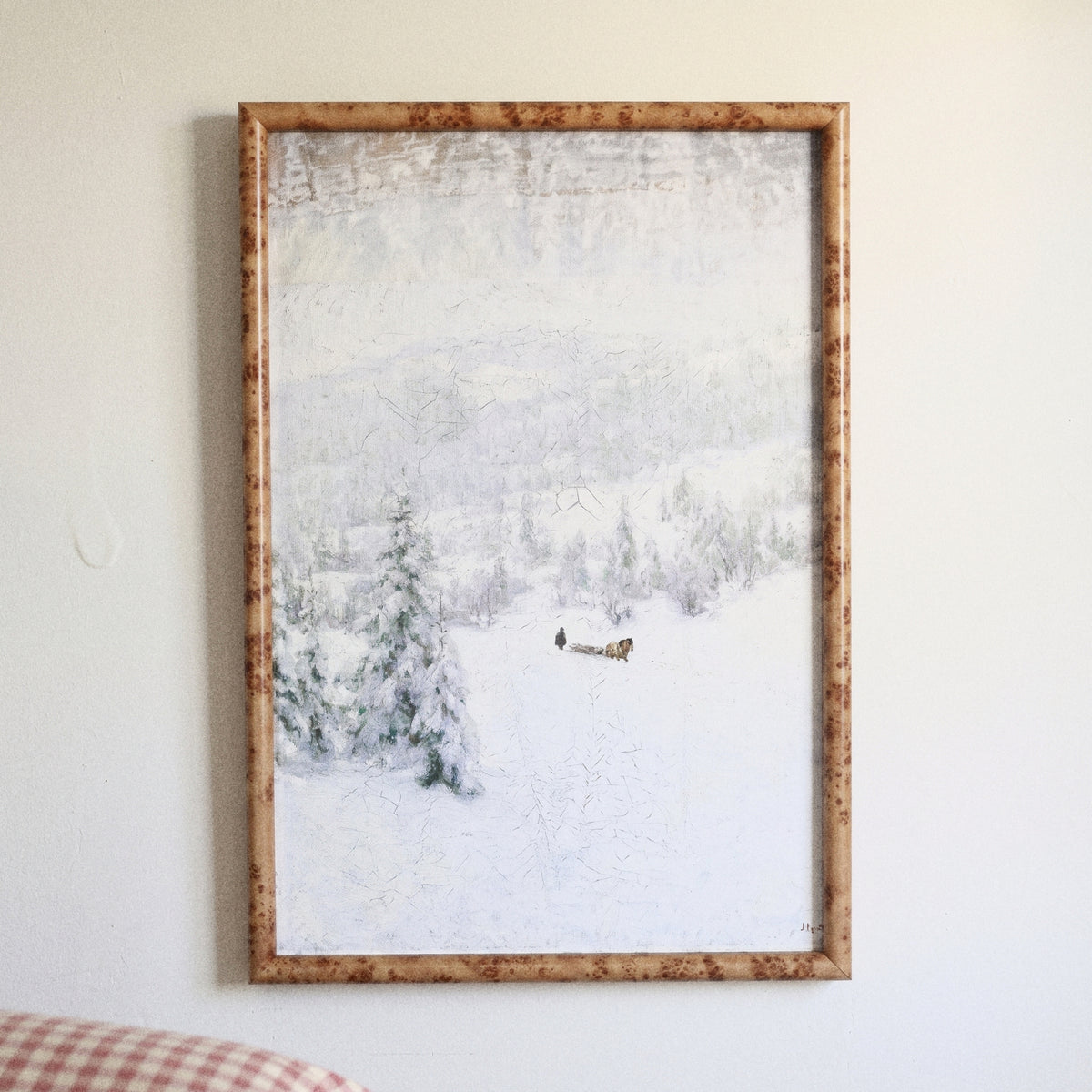 Snowbound framed art, Natural Burl frame, M, detail photo